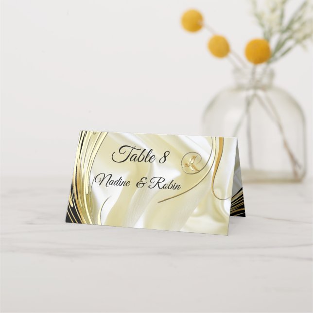 Tarjeta De Asiento Negro con oro en textura plateada (Anverso)
