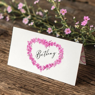 Tarjeta De Asiento No-me-olvides corazón arte boda rosa blanco