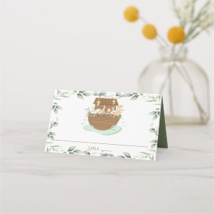 Tarjeta De Asiento Noah's Ark Greenery Animals Baby Shower Cumpleaños
