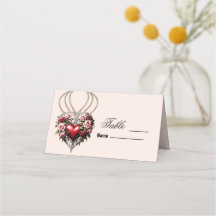 Noble corazón gótico con flores.