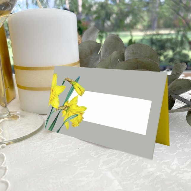 Tarjeta De Asiento Noche de primavera daffodil acuarela gris amarillo (Subido por el creador)