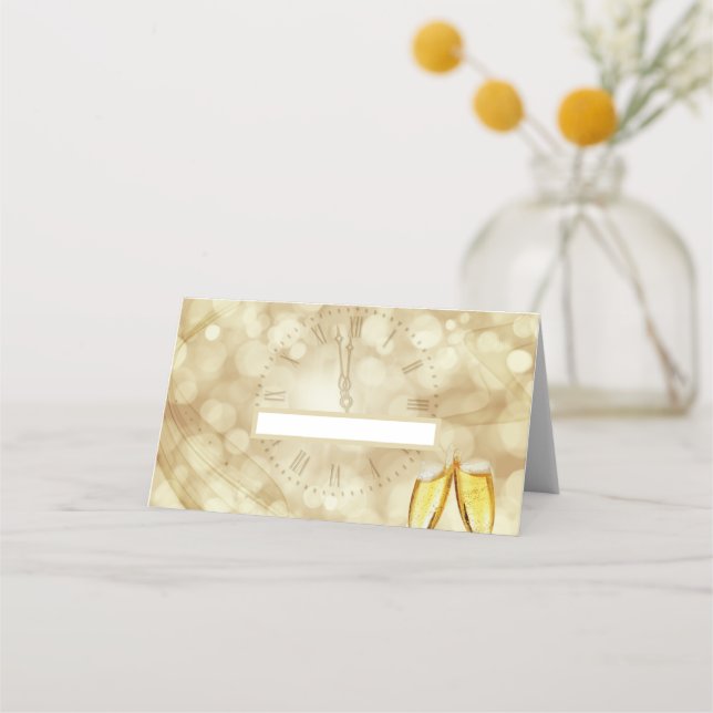 Tarjeta De Asiento Nochevieja con gafas de champán (Anverso)