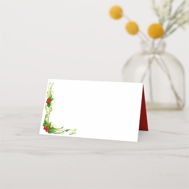 Tarjeta De Asiento Nombrar lugar tarjeta-Feliz Navidad Holly (Anverso)