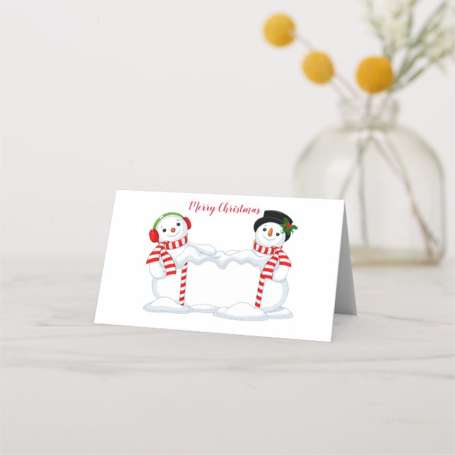 Tarjeta De Asiento Nombrar lugar Tarjeta-Snowman (Anverso)