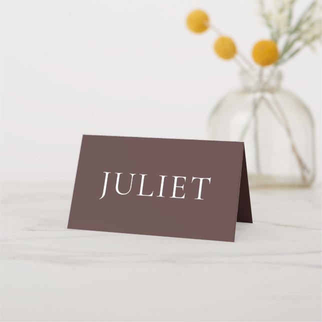 Tarjeta De Asiento Nombre de Boda Boho Marrón Chocolate (Anverso)