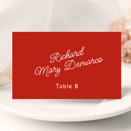 Tarjeta De Asiento Nombre de invitado a la boda Retro Rojo y Blanco