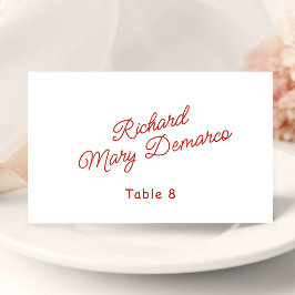 Tarjeta De Asiento Nombre de invitado a la boda Retro Rojo y Blanco