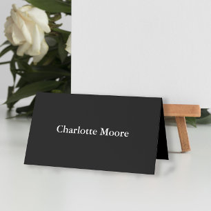 Tarjeta De Asiento Nombre de invitado de Boda blanco negro