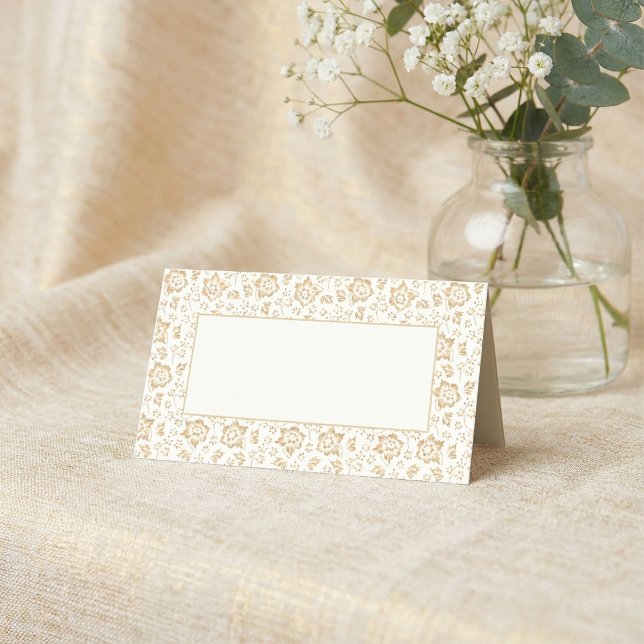 Tarjeta De Asiento Nombre de invitado de boda de flores antiguas (Antique flowers wedding reception guest name place card.)