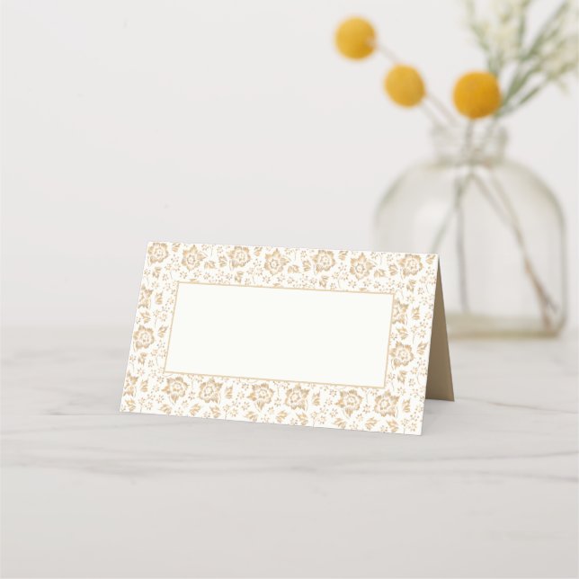 Tarjeta De Asiento Nombre de invitado de boda de flores antiguas (Anverso)