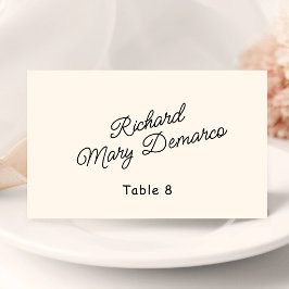Tarjeta De Asiento Nombre de invitado de boda retro negro y marfil