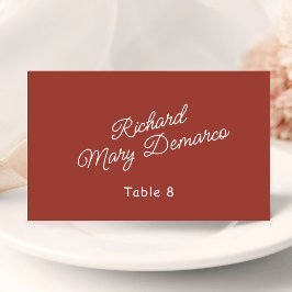 Tarjeta De Asiento Nombre de invitado de boda Retro Rojo y Blanco