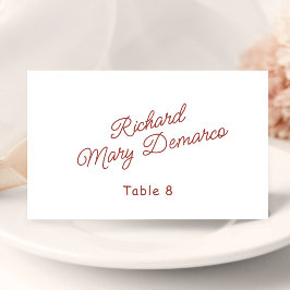 Tarjeta De Asiento Nombre de invitado de boda Retro Rojo y Blanco