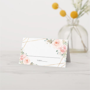 Tarjeta De Asiento Nombre de invitado del Boda Geométrico Floral Rosa