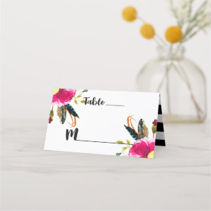 Tarjeta De Asiento Nombre del asiento del número de la tabla de flore