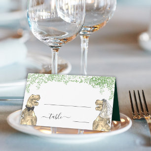 Tarjeta De Asiento Nombre del Invitado a la Boda con Tema de Dinosaur