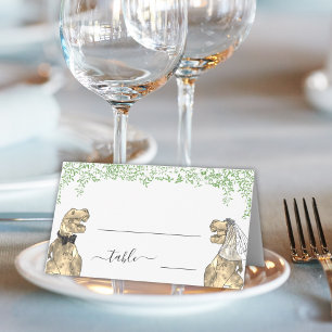 Tarjeta De Asiento Nombre del Invitado a la Boda de Dinosaurio