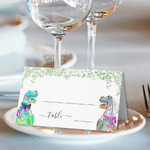 Tarjeta De Asiento Nombre del invitado a la boda de dinosaurios