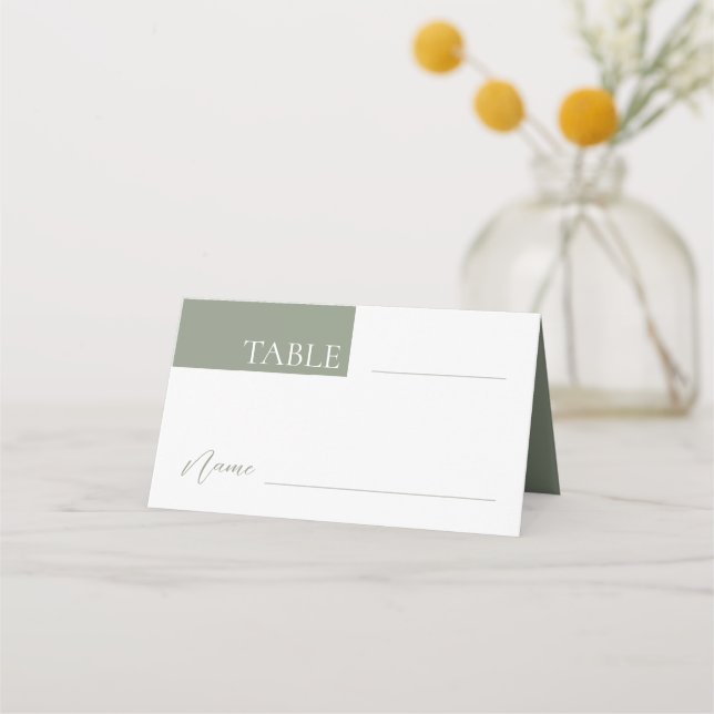 Tarjeta De Asiento Nombre del número de tabla del Boda verde del sabi (Anverso)