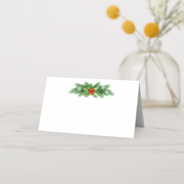 Tarjeta De Asiento Nombre Place Card-Holly Bough (Anverso)