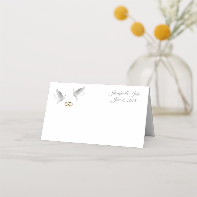 Tarjeta De Asiento Nombre plegado Lugar Boda de tarjetas-palomas-nomb (Anverso)