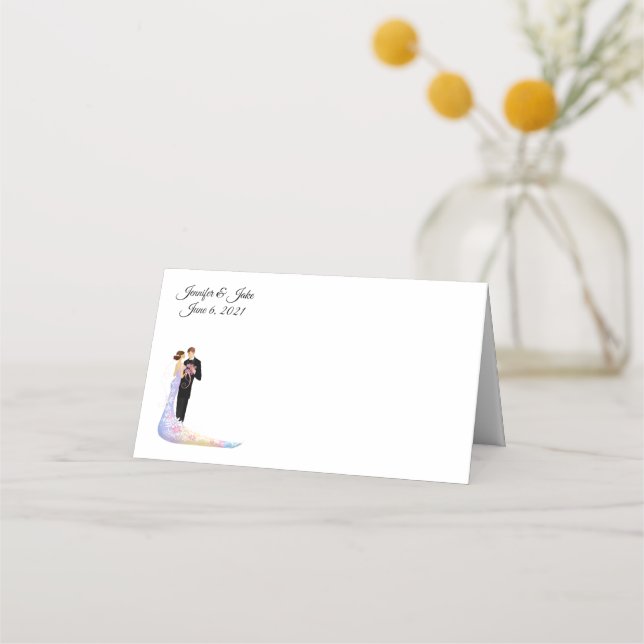 Tarjeta De Asiento Nombre plegado Lugar Tarjeta-Boda Pareja-Nombres p (Anverso)