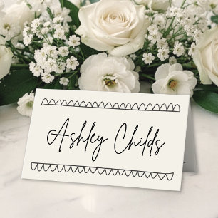 Tarjeta De Asiento Nombre Vintage Dibujado a Mano Boda