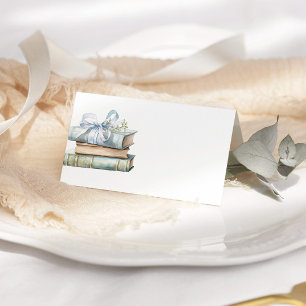 Tarjeta De Asiento Nuevo Capítulo Blue Bow Books Baby Shower