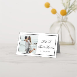 Tarjeta De Asiento Número de la mesa del Boda blanco negro elegante