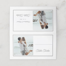 Tarjeta De Asiento Número de mesa Boda elegante de Photo Silver para