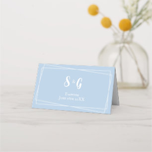 Tarjeta De Asiento Número de Mesa de Boda Azul Claro Nombre Personali