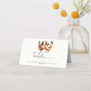Tarjeta De Asiento Número de mesa de boda campestre de gallinas marro