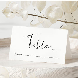 Tarjeta De Asiento Número de mesa de boda con letra Chic Script