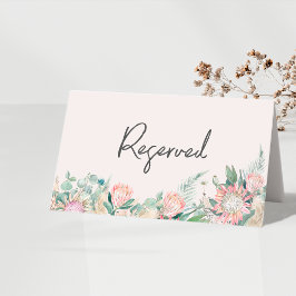 Tarjeta De Asiento Número de mesa de boda con protea de eucalipto y p