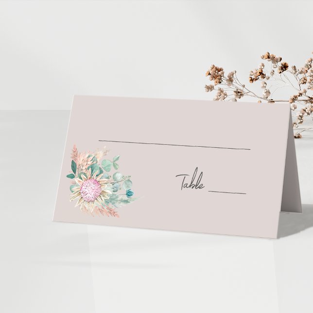 Tarjeta De Asiento Número de mesa de boda de Pampas Protea Eucalipto (Subido por el creador)