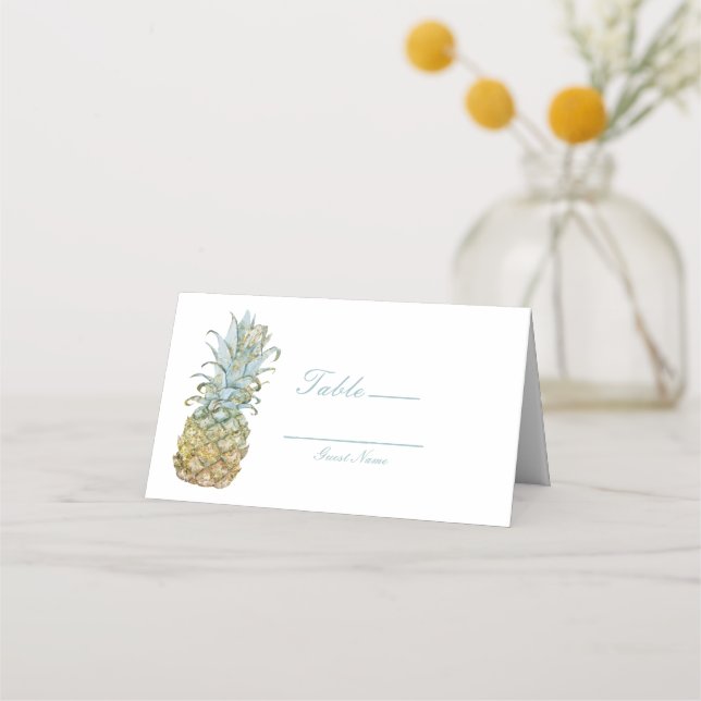 Tarjeta De Asiento Número de Mesa de Boda de Piña Tropical (Anverso)