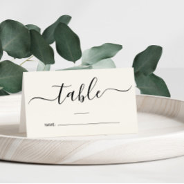 Tarjeta De Asiento Número de mesa de boda en crema con letra de calig