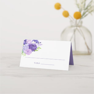 Tarjeta De Asiento Número de mesa de boda floral violeta ultra