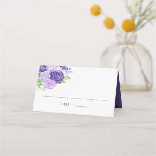Tarjeta De Asiento Número de mesa de boda floral violeta ultra
