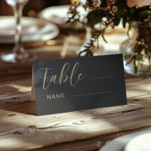 Número de mesa de boda moderno negro y dorado