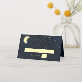 Tarjeta De Asiento Número de mesa de boda naval de estrellas de luna 