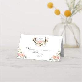 Tarjeta De Asiento Número de mesa de ciervo floral rosa encanto