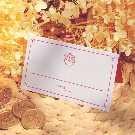 Tarjeta De Asiento Número de mesa de invitados de boda Cupido dibujad