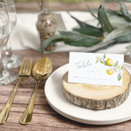 Tarjeta De Asiento Número de mesa de verano de limón cítrico clásico