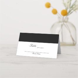 Tarjeta De Asiento Número de mesa elegante y clásico medio negro y bl