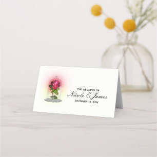 Tarjeta De Asiento Número de Mesa Floral de Rosa Roja Elegante para B