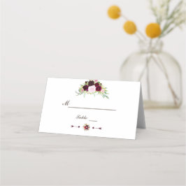 Tarjeta De Asiento Número de mesa floral Royal Burgundy Marsala