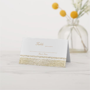 Tarjeta De Asiento Número de Mesa Glam Chic Oro Brillante y Blanco
