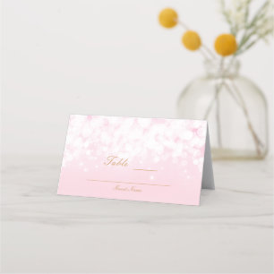 Tarjeta De Asiento Número de mesa Glam Pink Chic Bokeh Glamour Lights