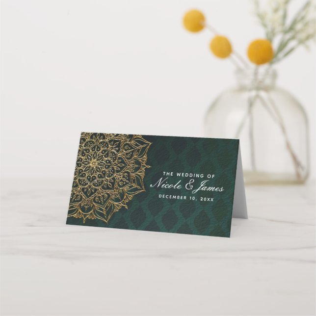 Tarjeta De Asiento Número de mesa Noches árabes marroquíes verde y do (Anverso)